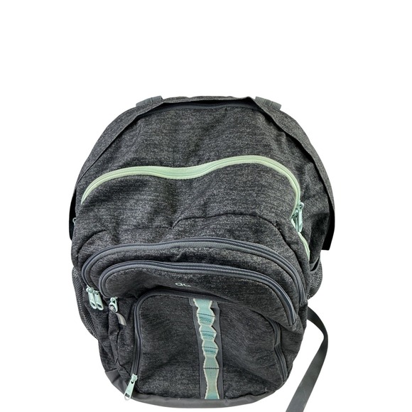 Adidas Backpack Heathered Gray Teal Accent‎ School Travel Laptop Bag 5 Pockets - Picture 4 of 16